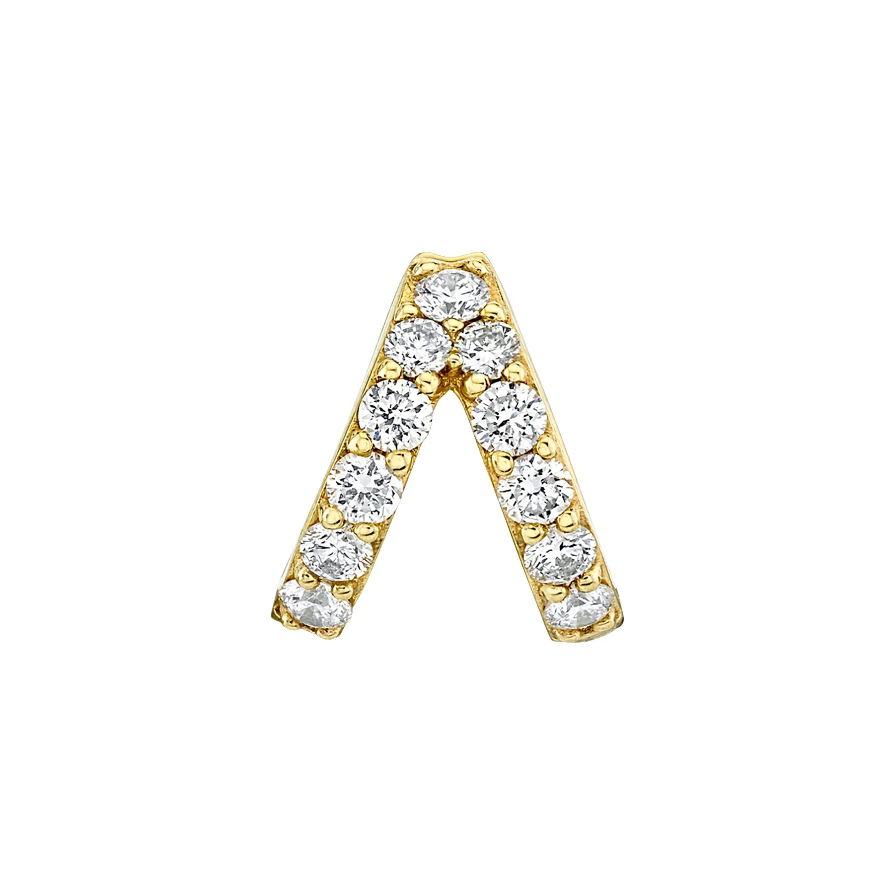 V Biggie Earring - White Diamond / 14k Yellow Gold