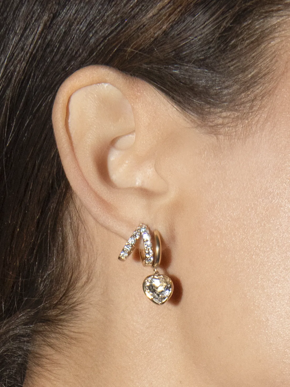 V Biggie Earring - White Diamond / 14k Yellow Gold