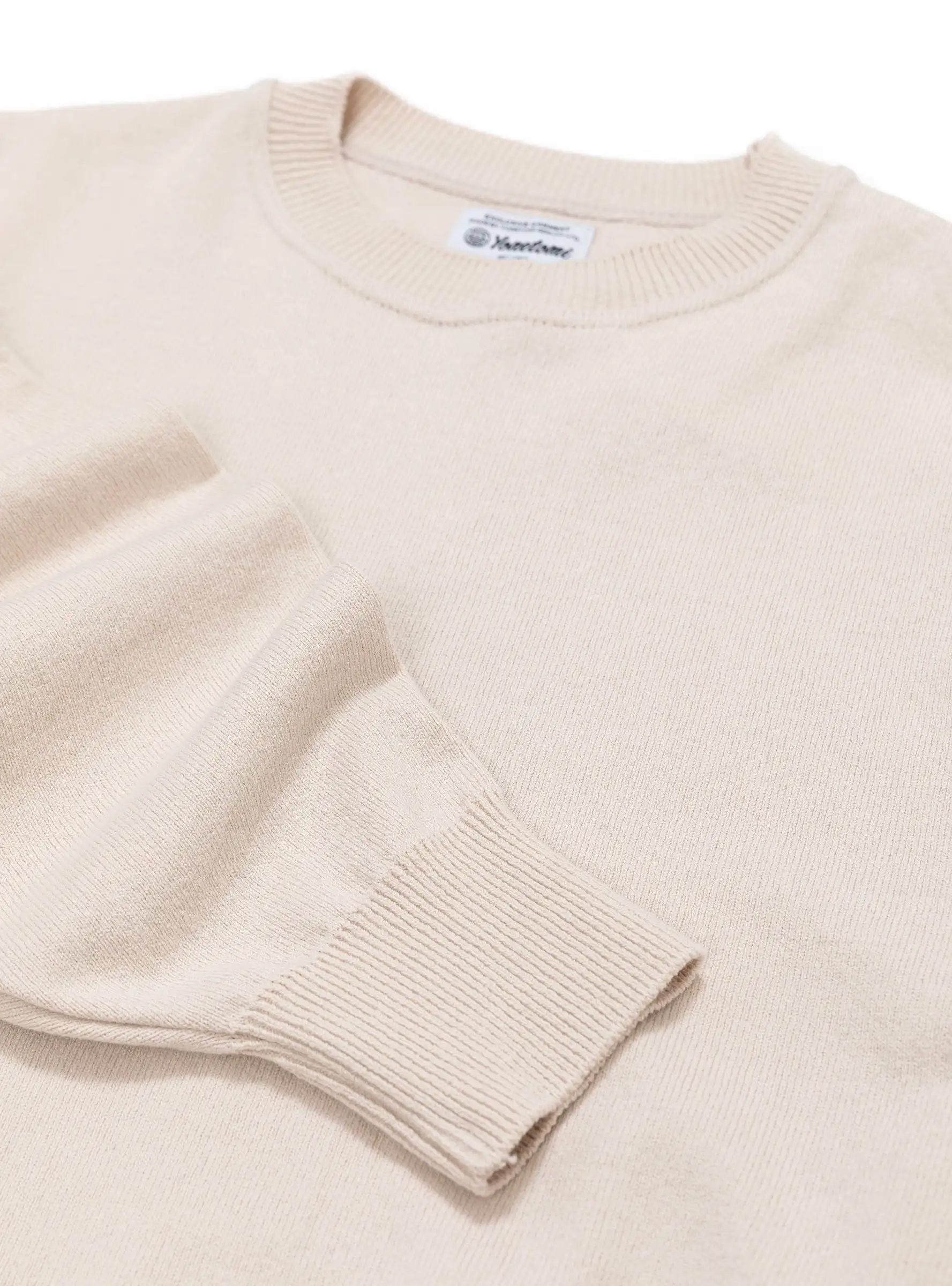 Wave Cotton Knit Pullover Beige