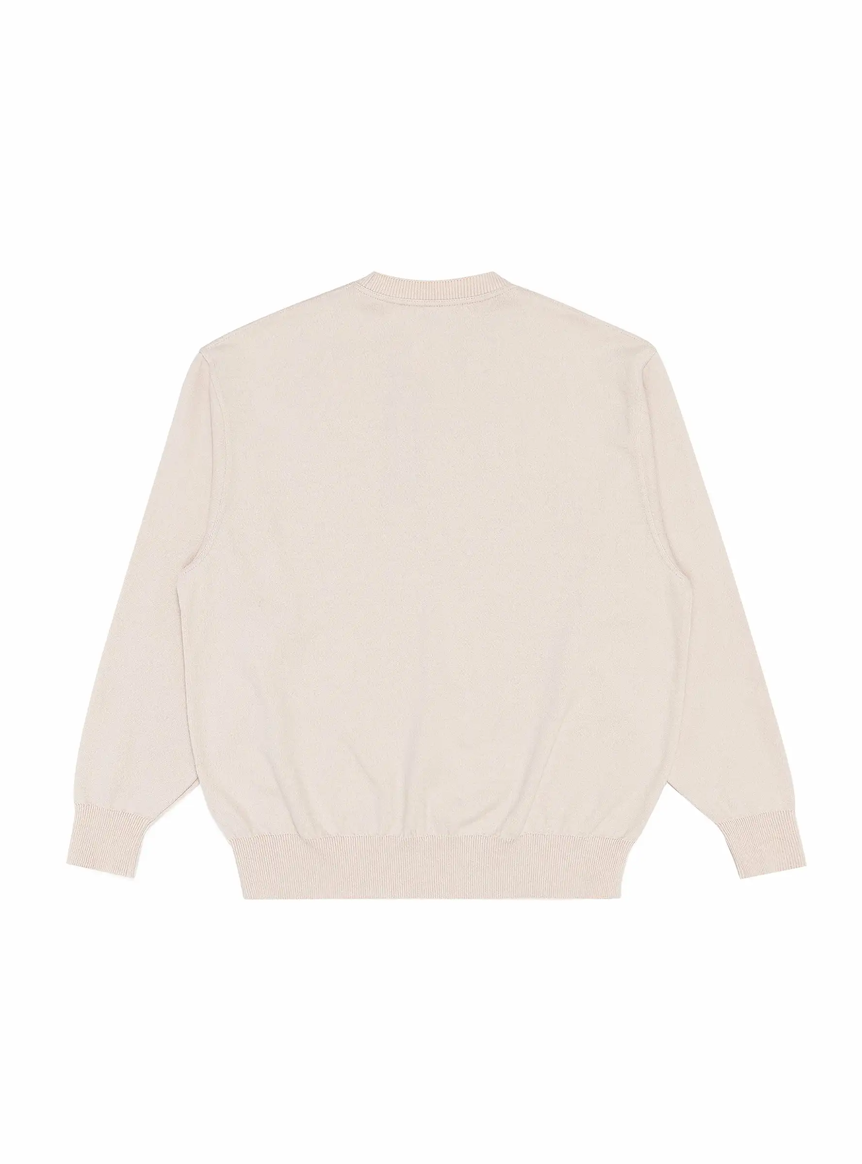 Wave Cotton Knit Pullover Beige