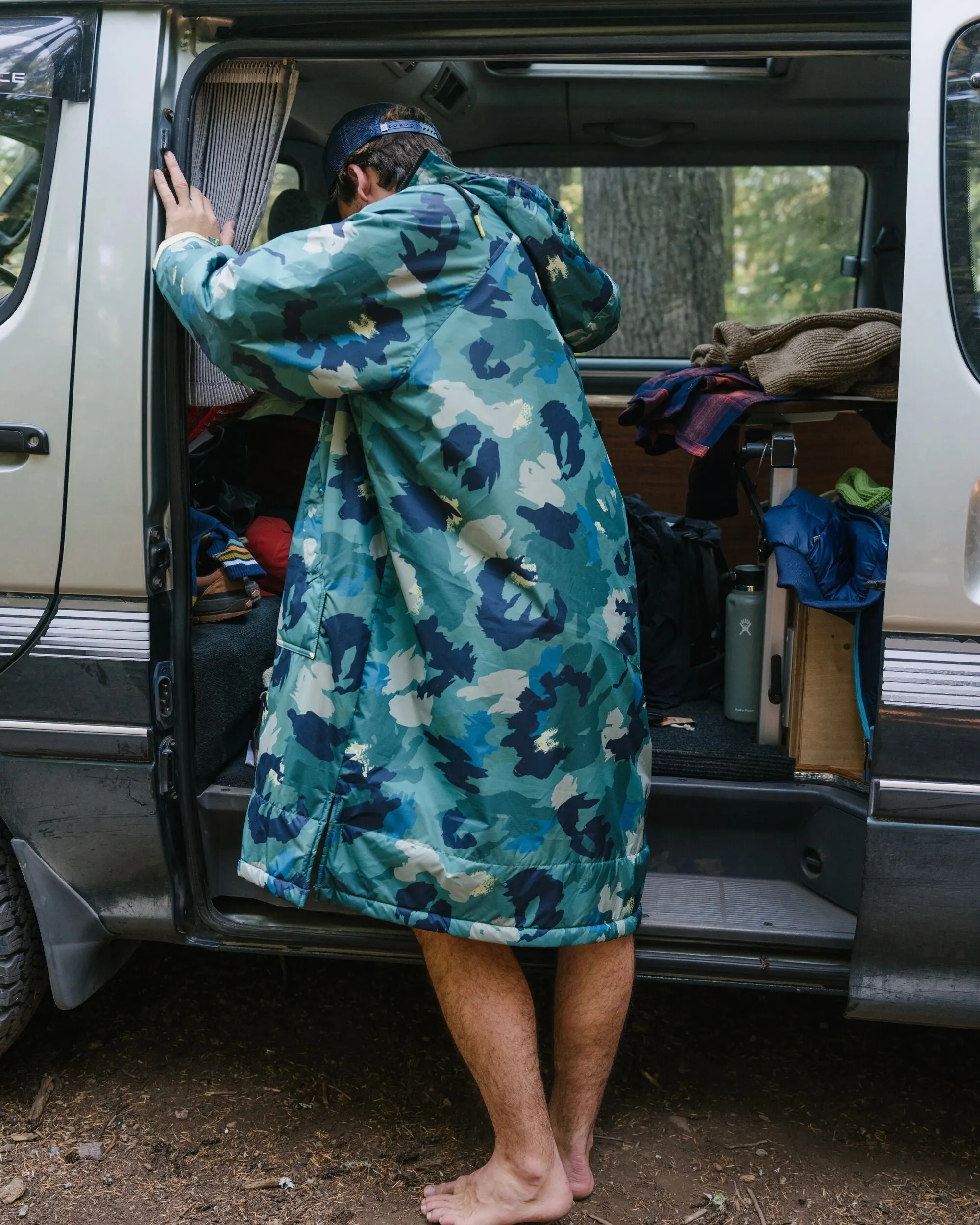 Waves Recycelter Sherpa Gefütterter Surf-Poncho - Alpen-Tarnung Regenwald