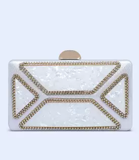 WB2502-SILVER-Women Snazzy Clutch