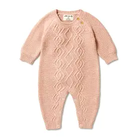 Wilson & Frenchy Knitted Cable Growsuit - Rose